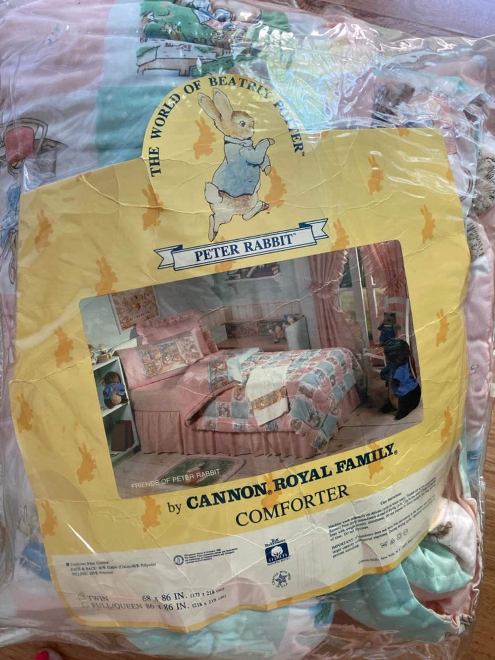 Vintage Cannon Beatrix Potter friends of Peter Rabbit  comforter and sham VGUC